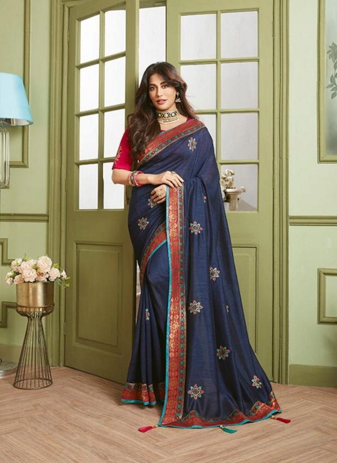 VISHAL GRANDIOSE VOL-4 Latest Fancy Festive Wear Designer Heavy Vichitra silk Embroidered Saree Collection